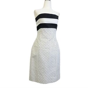 Escada Polka dots Color block Strapless Dress